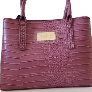 Bebe Aubrey Mini Croco Satchel Bag Berry Brand New with Tags. Elegant Authentic